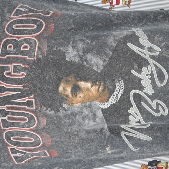 NBA Youngboy offical tags 2018 Never Broke Again hip hop smoke gray M/L t-shirt - Picture 3 of 6
